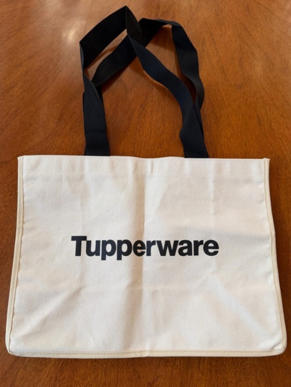 Tupperware Promotional Consultant Logo Cream Canvas Tote Bag with Black Handles! - Picture 8 of 16